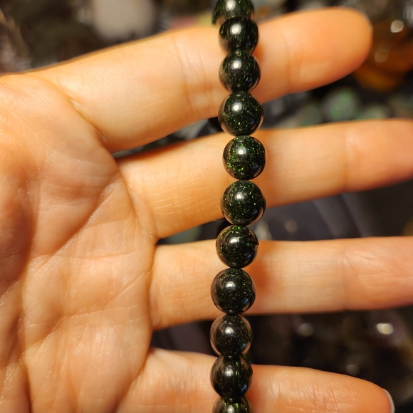 Green Goldstone Bracelet (8mm, Size 6.75) - Picture 2 of 6